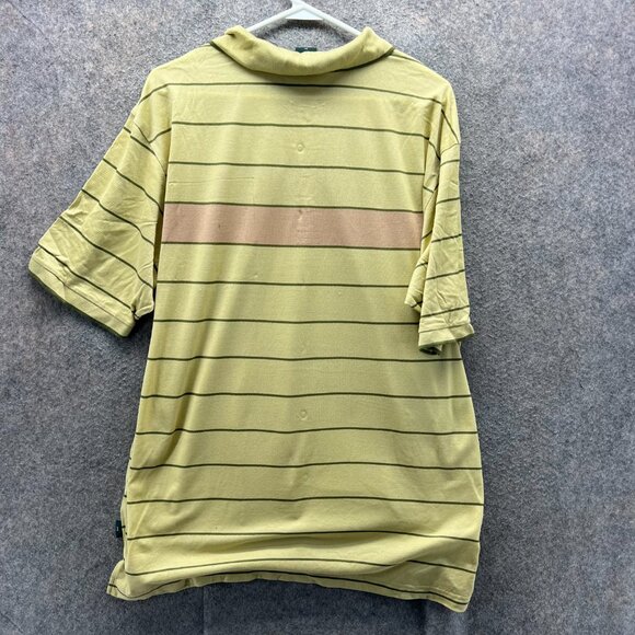 Hugo Boss Polo Shirt Mens XL Yellow Stripes Preppy Mesh Golf Baumwolle Casual - Picture 2 of 11